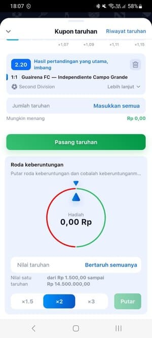 Mengonfirmasi dan Menyelesaikan Taruhan